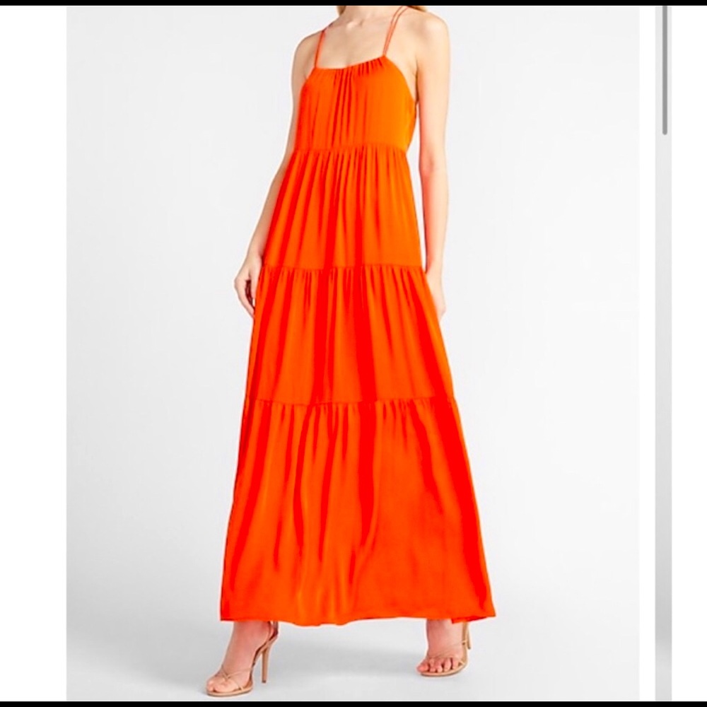 EXPRESS NWT XS Tiered Cross-back Maxi dress